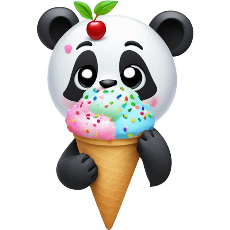 Panda eating ice cream emoji