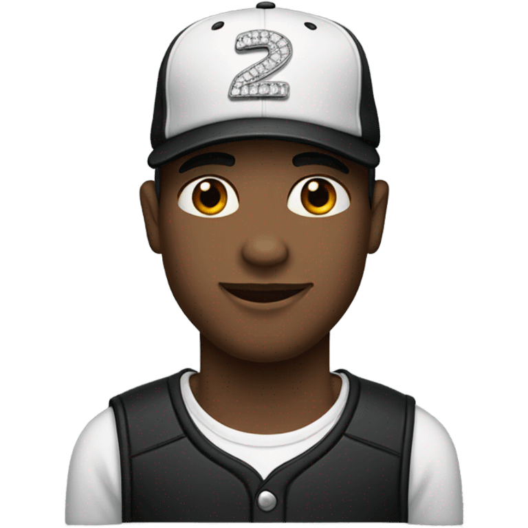 Man with black baseball cap and diamond studs.  emoji