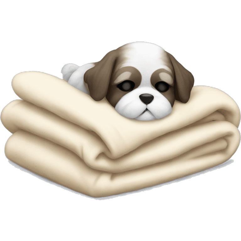 Shi - tzu puppy sleeping with a blanket emoji