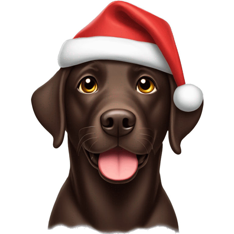 Chocolate Labrador with Santa hat emoji