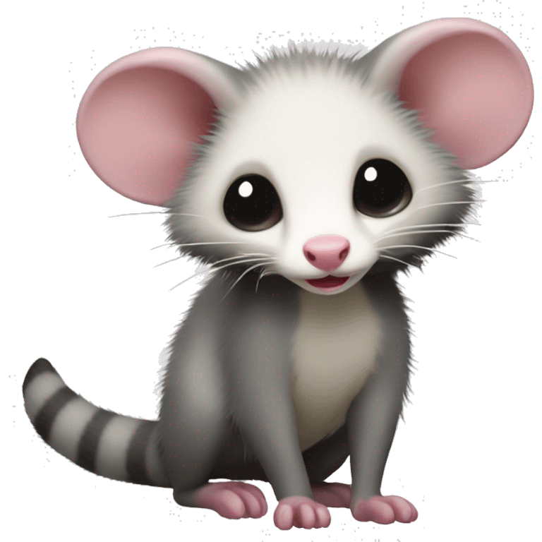 an opossum emoji facing the side and showing its body, legs and tail emoji