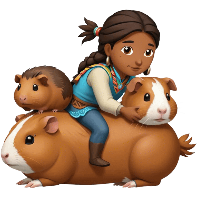 Native American riding Guinea pig  emoji