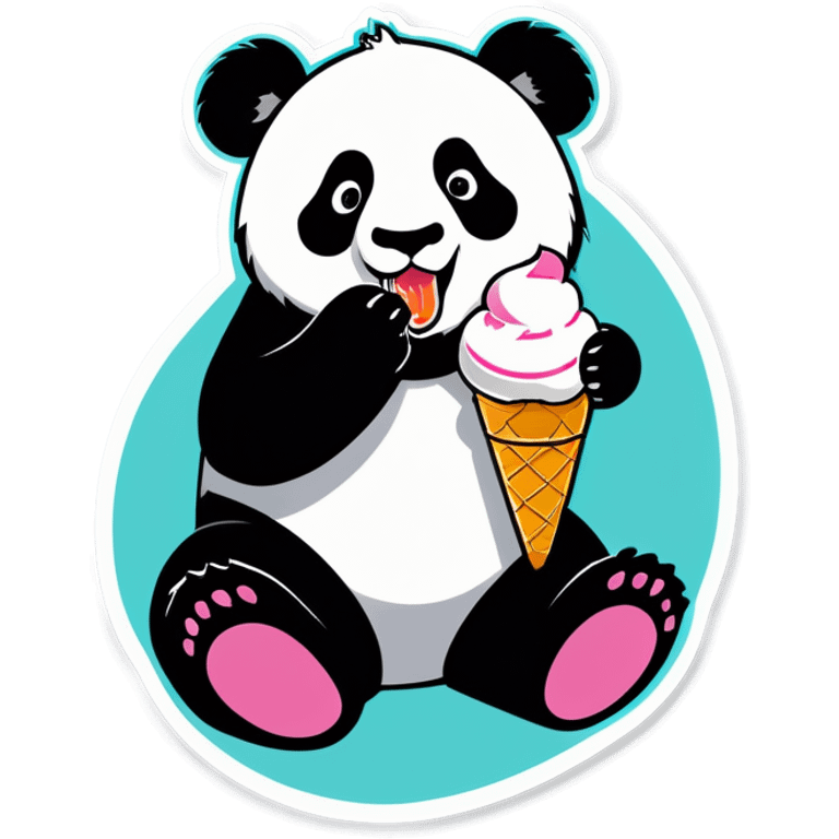 Panda eating ice cream emoji