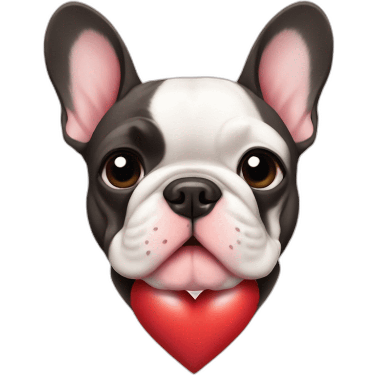 a French bulldog that makes a heart emoji