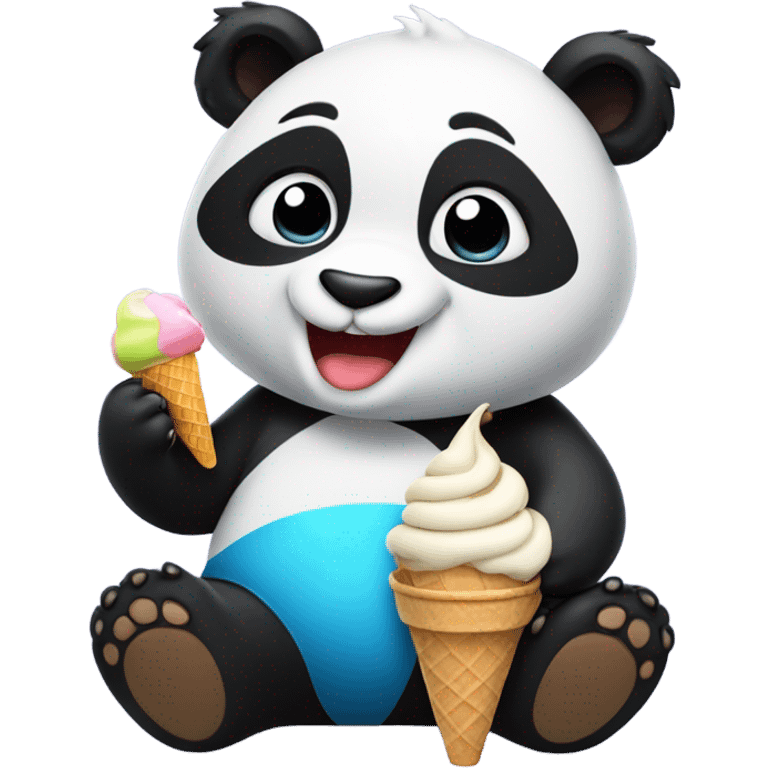 Panda eating ice cream emoji