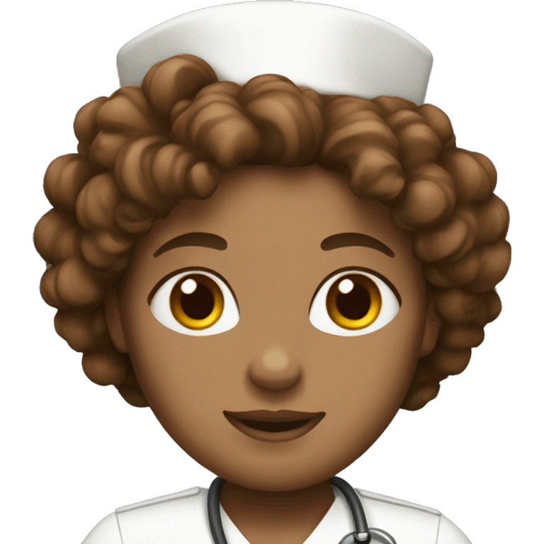 White nurse with brown curly hair emoji