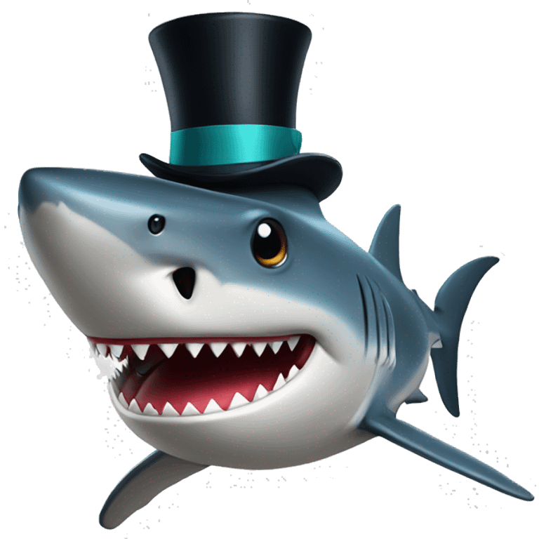 Shark with a top hat emoji