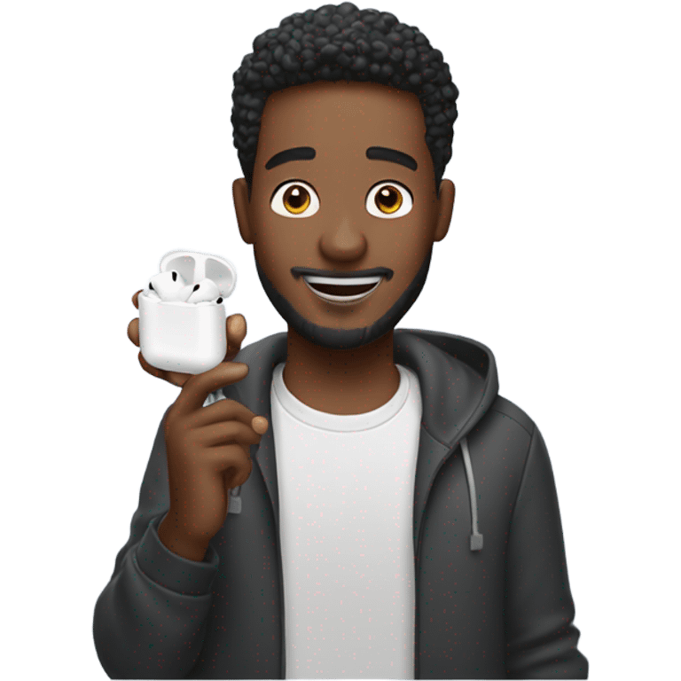 Guy holding airpod max and AirPod 4  emoji