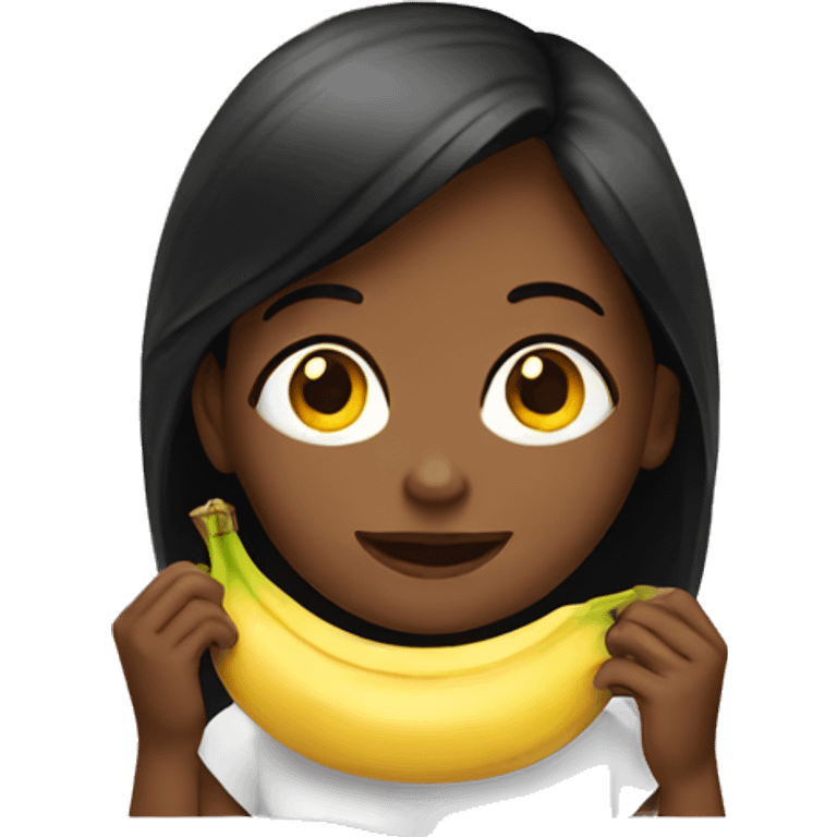 girl eats banana emoji