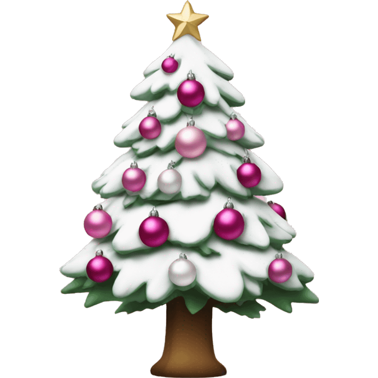 Christmas tree with pink and white ornaments  emoji