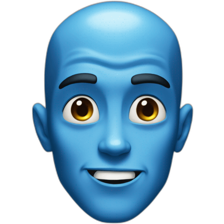 megamind looking right at you. a blue guy with big forehead emoji