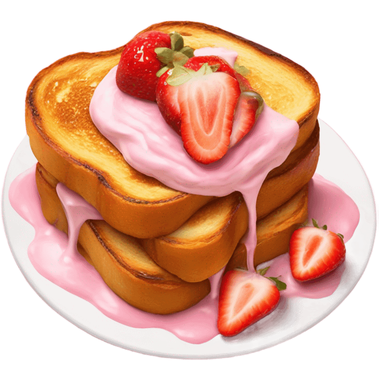 french toast with pink cream and strawberries emoji