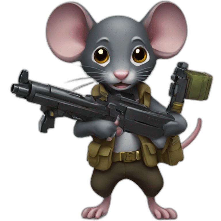 dark rat with toy gun emoji