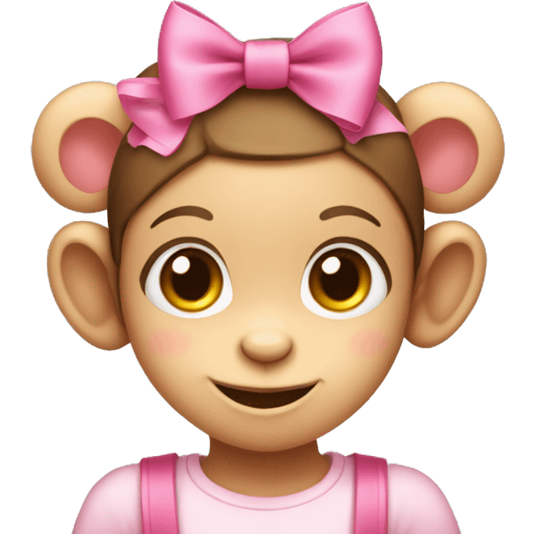 Cute girl monkey with 2 pink bows on head  emoji