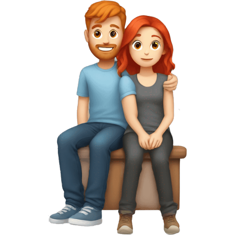 Red hair girl sitting on boyfriend’s lap emoji