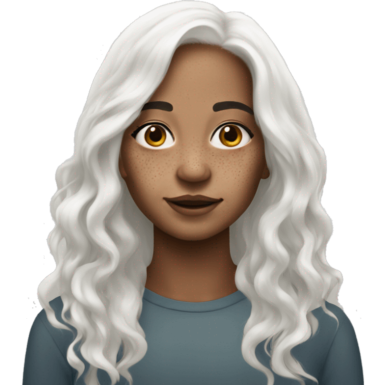 long white hair Girl with vitiligo    emoji