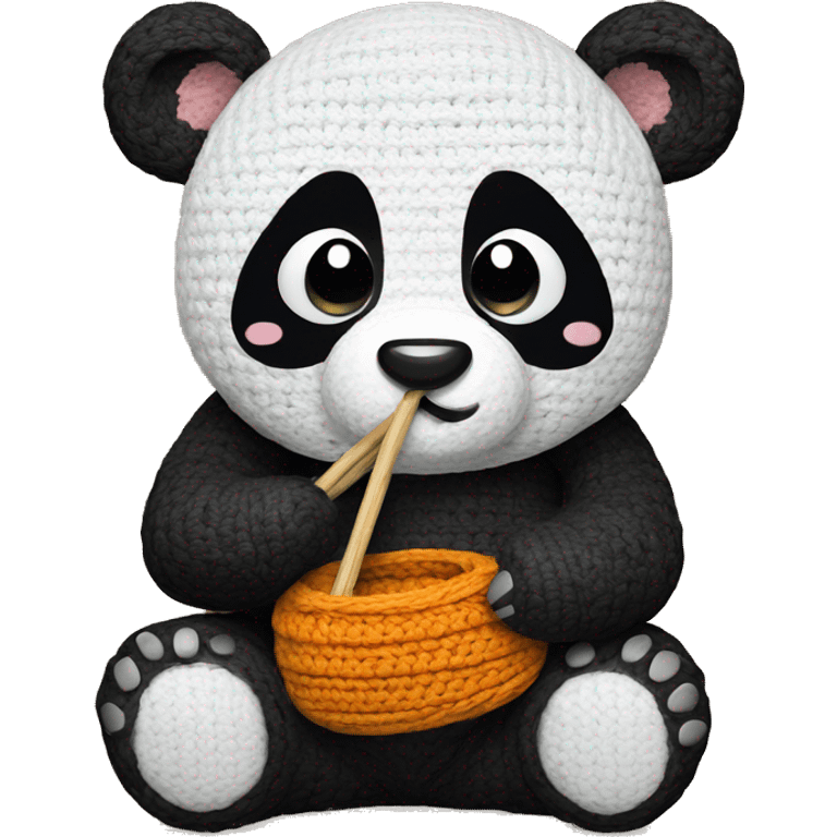 panda crocheting emoji