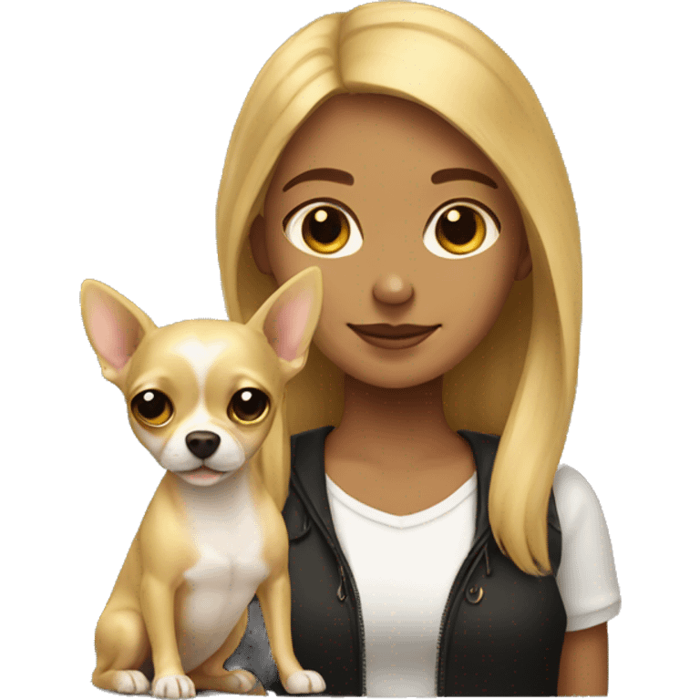 Girl with a gold chihuahua  emoji