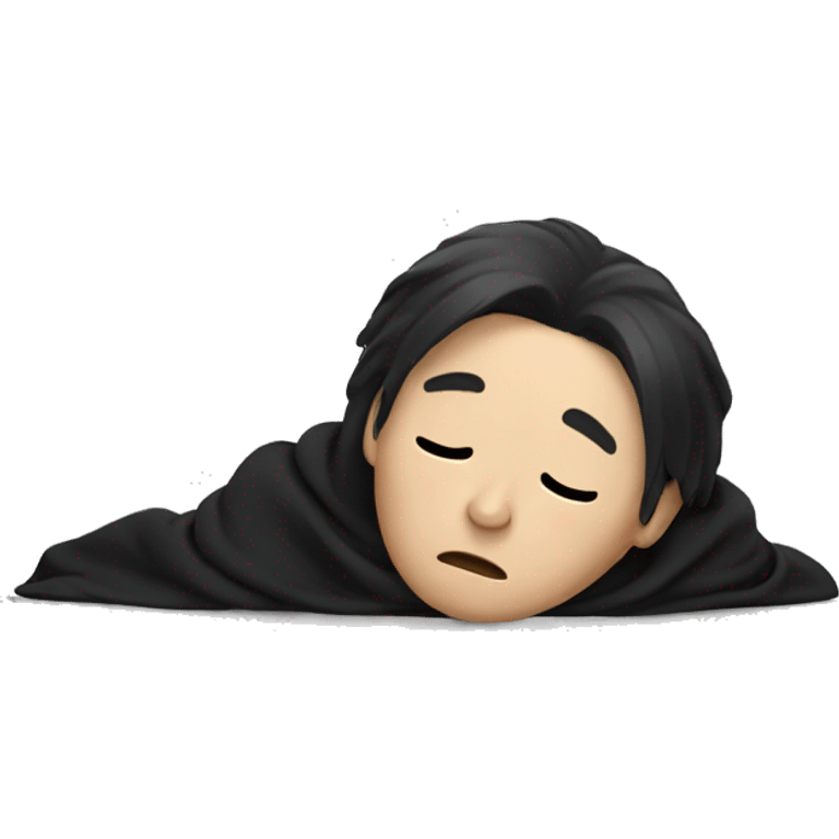 white Person with black hair lying down face down wearing wizard robe emoji