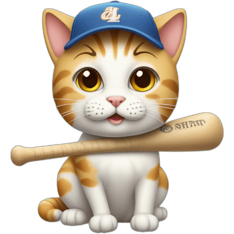 a cute cat with a baseballbat emoji