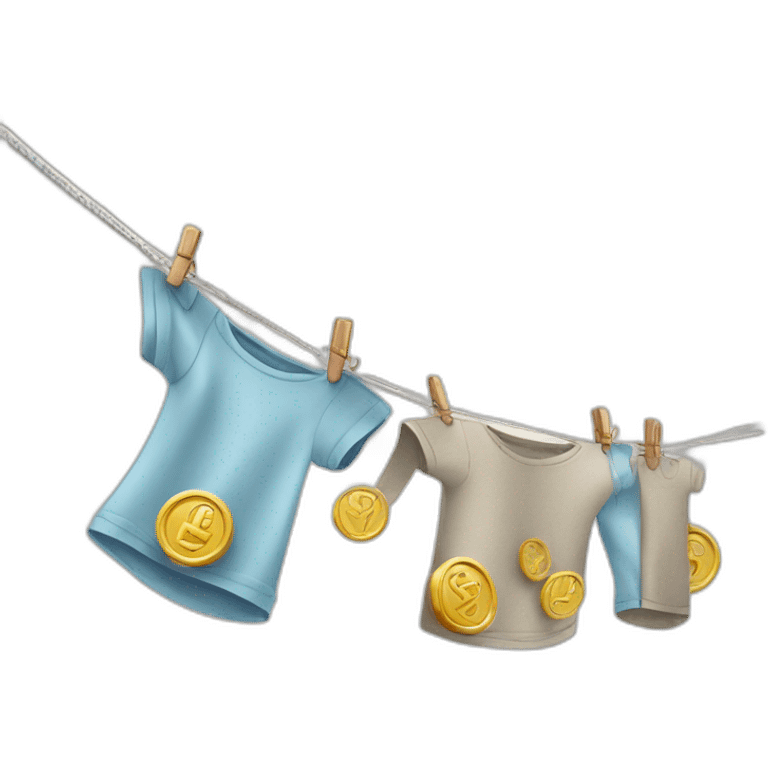 Washing line with coins emoji