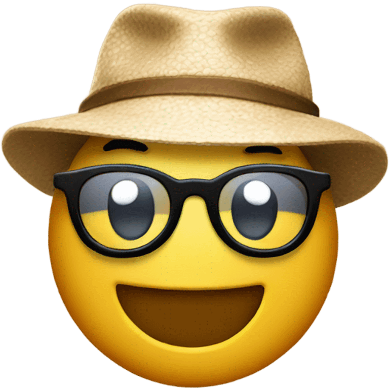 a smirking emoji with a cool hat and glasses emoji