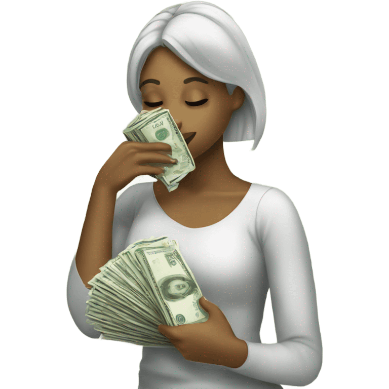 girl kissing stack of money  emoji