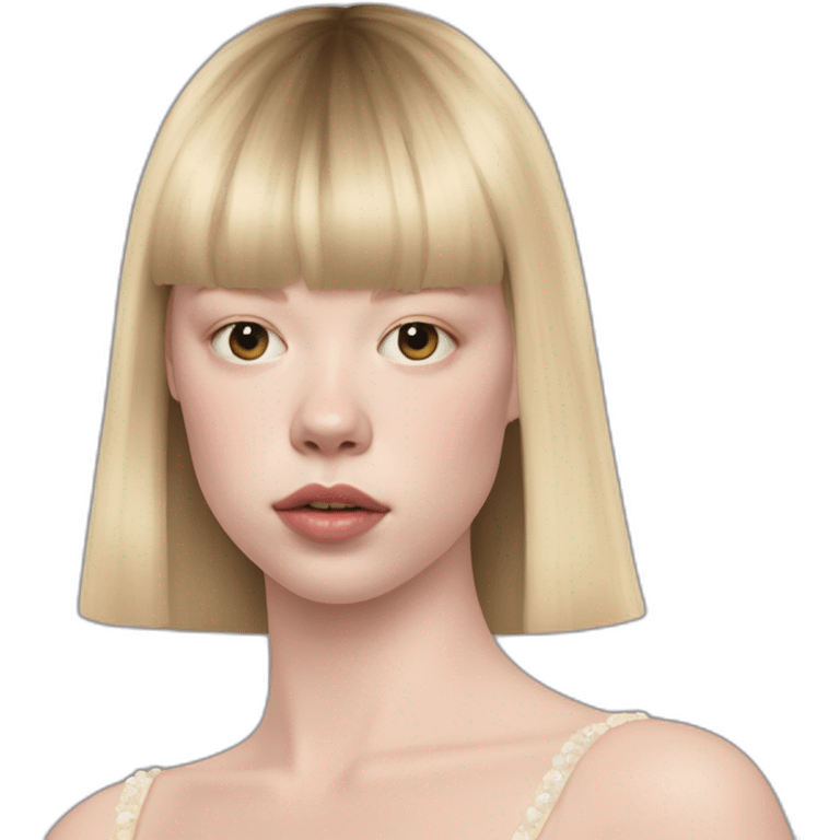 blonde Mia Goth with bangs at Met Gala emoji