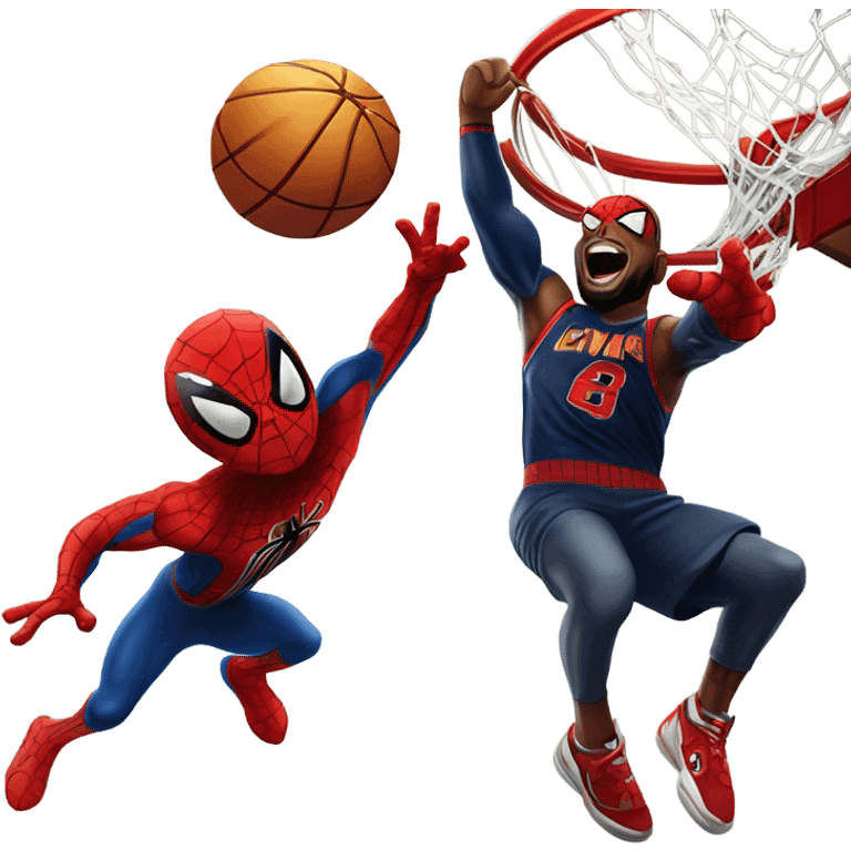 lebron james dunking on spider man emoji