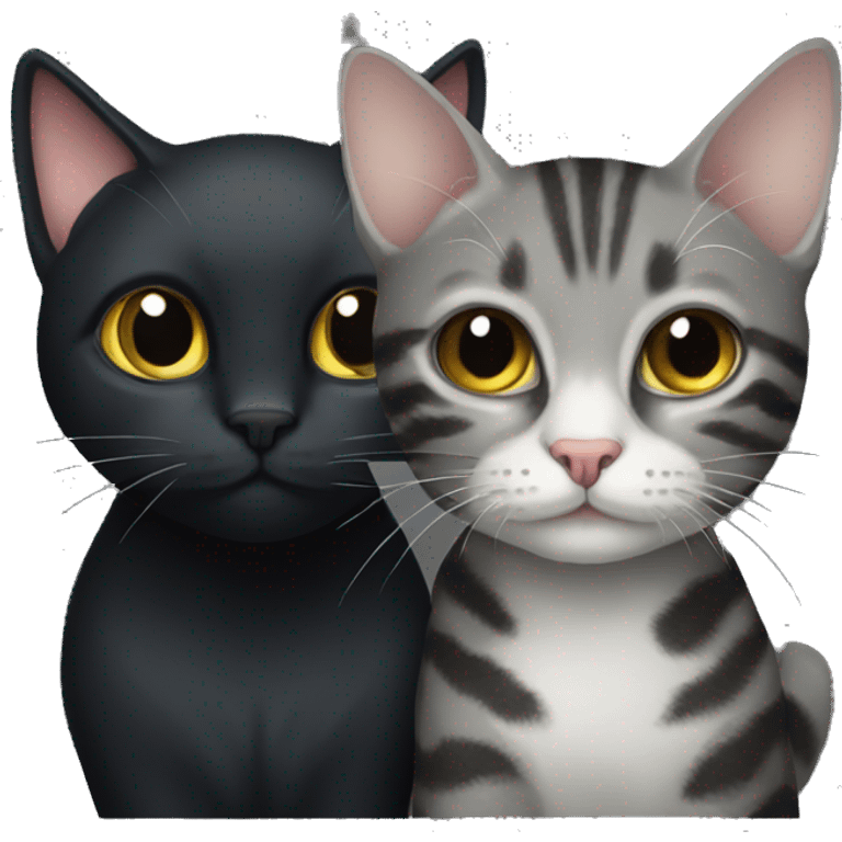 all black cat and a grey tabby cat emoji