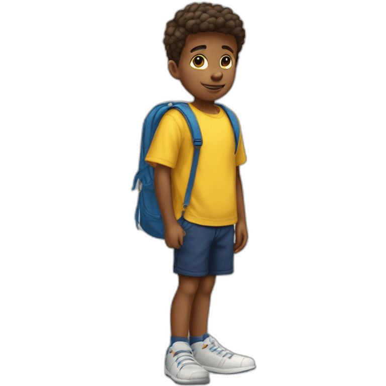 kid student wearing yellow shirt and deep blue shorts emoji