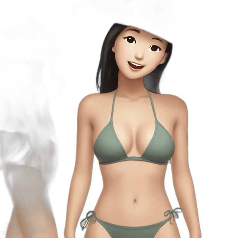 Sexy soft-fit wasian woman bikini (beach body) soft face emoji