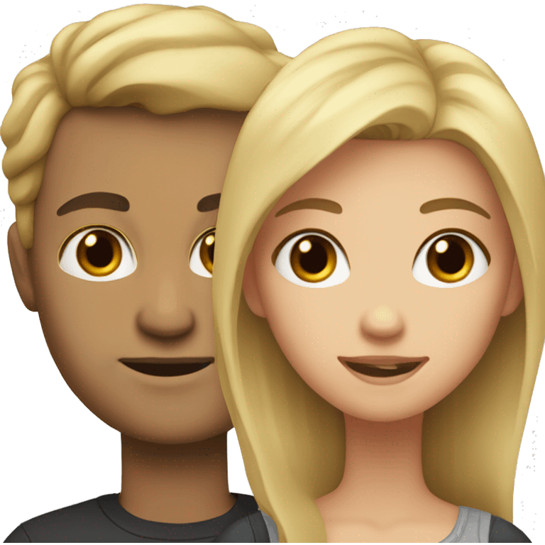 a girl with blonde hair next to a man with dark brown hair  emoji