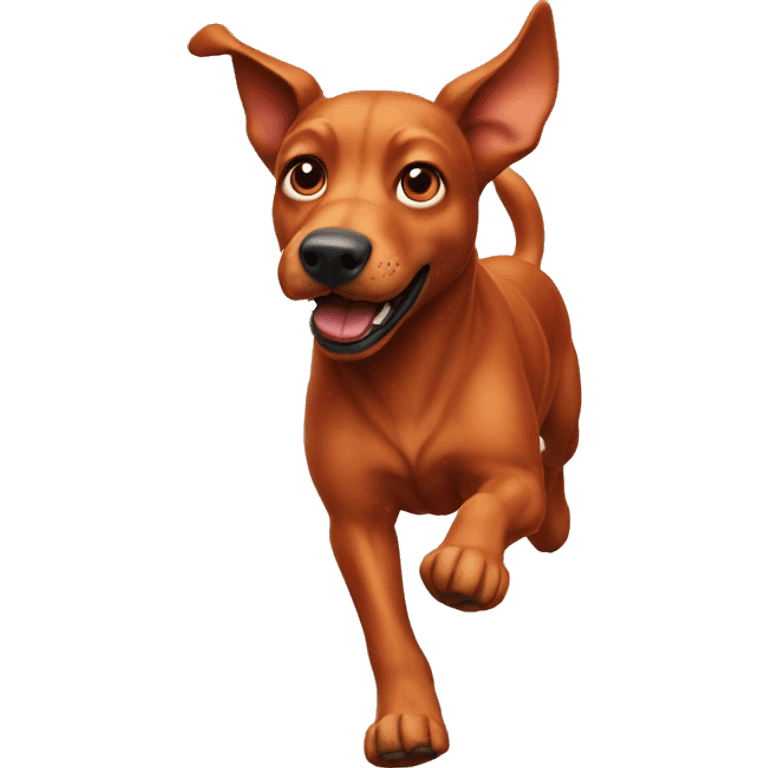 realistic solid red dog with pointed ears running emoji