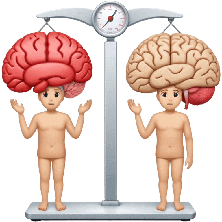 The brain and the heart are on the scale from different sides emoji