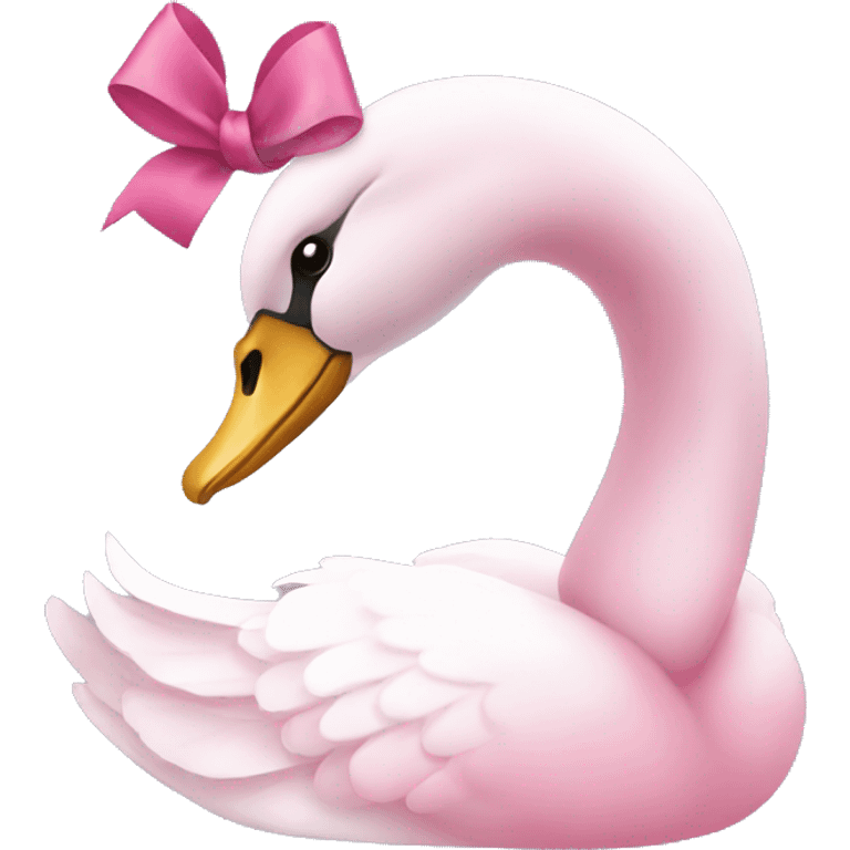 Pink swan with bow on neck emoji