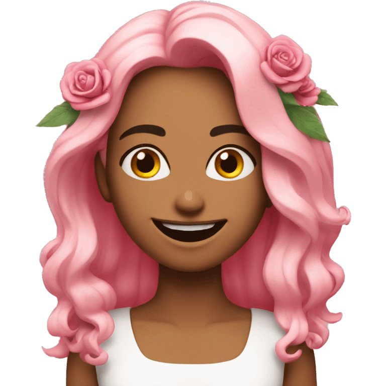 Cara feliz con flores rosadas emoji