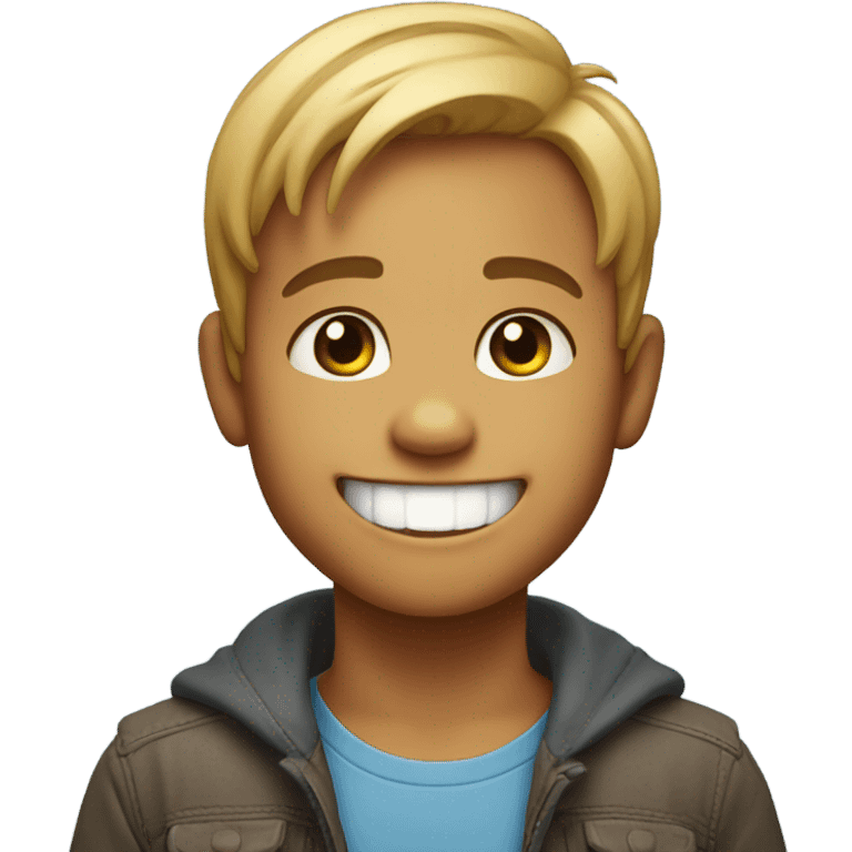 smiling boy missing a front tooth with beard portrait  emoji