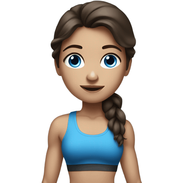 Realistic brunette girl with bright blue eyes lifting weights emoji