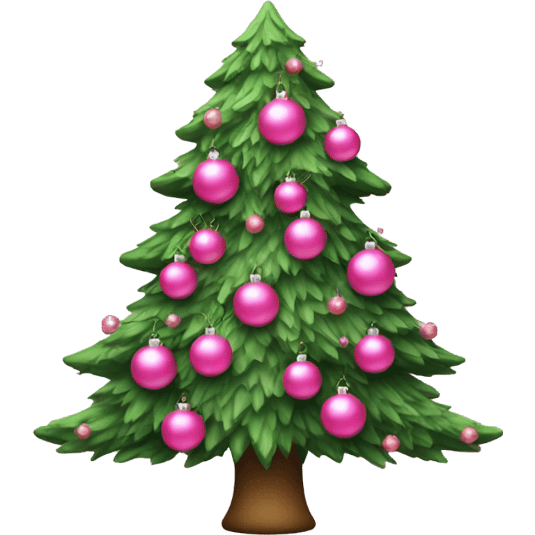 christmas tree with pink ornaments and pink bows emoji