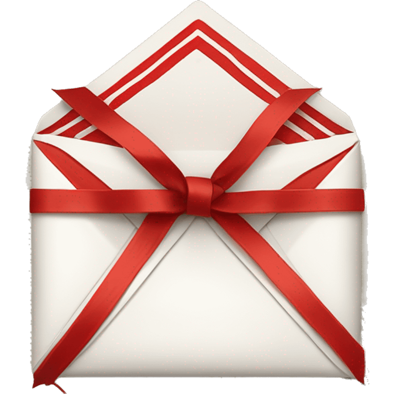 White envelope, with red and white striped border, wrapped in twine with pine needle underneath bow  emoji