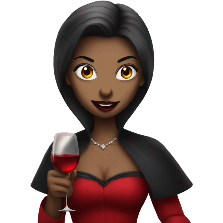 female vampire in red dress drinking wine emoji