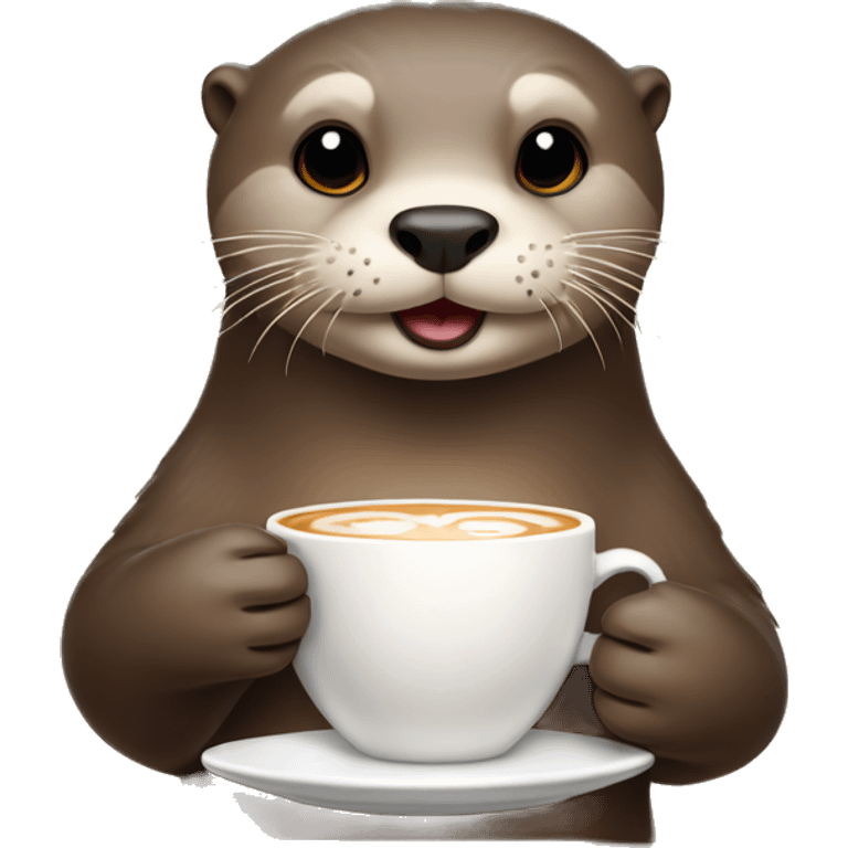 Otter with a disdainful expression sipping a latte emoji