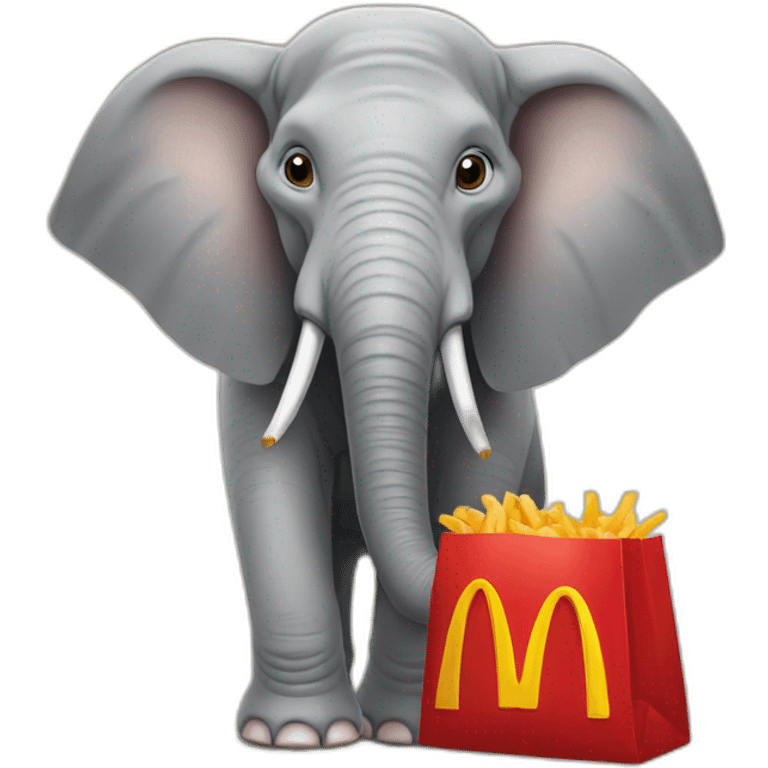 Elephant with a McDonald's bag emoji