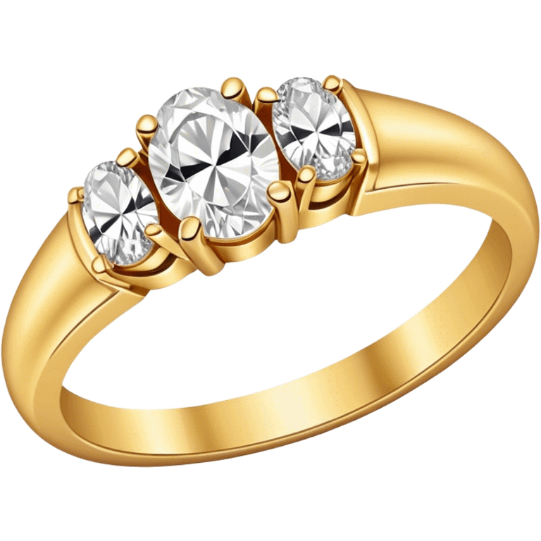 Gold wedding bank with oval cut diamond emoji