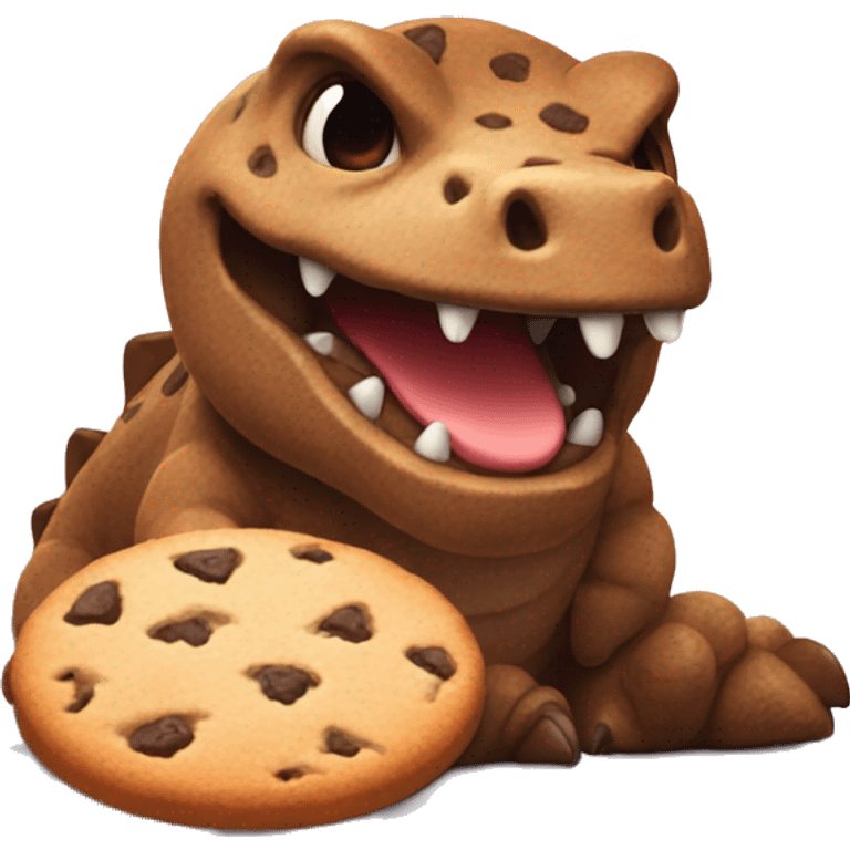 dinasour with a cookie emoji