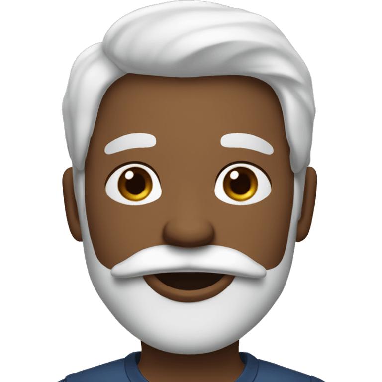 a man with a dirty beard but a long mustache, auburn hair, but part of the hair is white, and he has vitiligo disease on his skin emoji