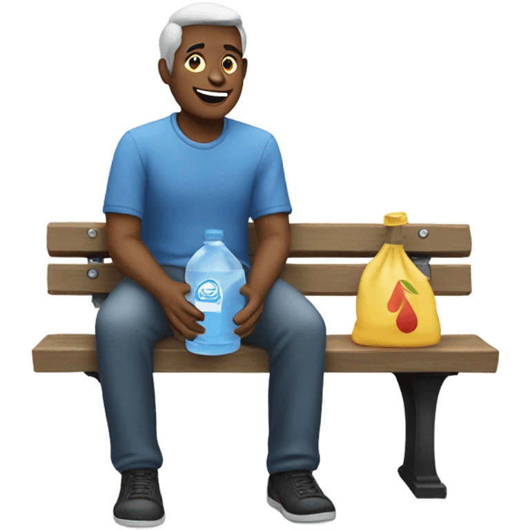 Guy on the bench handing out water emoji