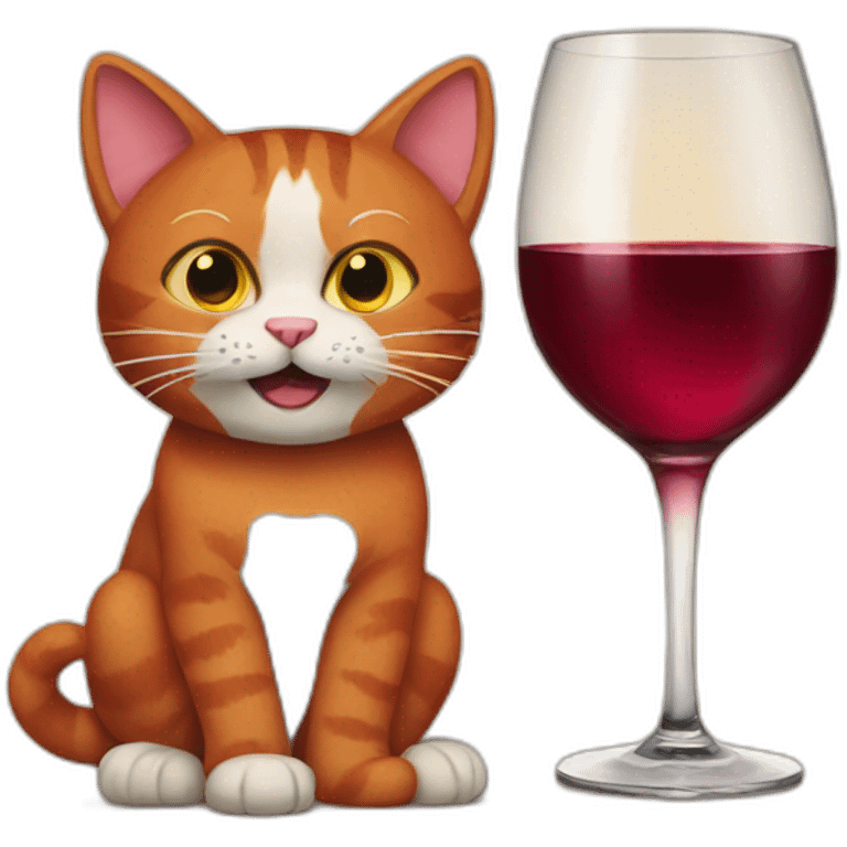 Red cat eith wine emoji