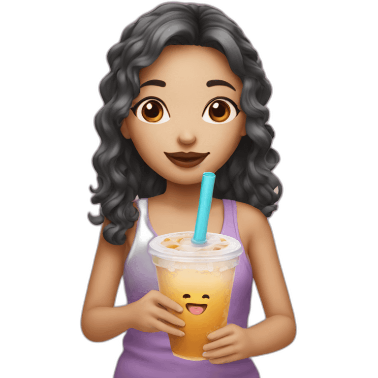 girl drinking a bubble tea emoji